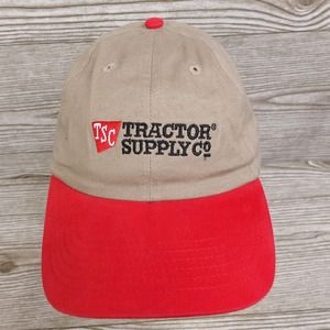 TRACTOR SUPPLY CO TSC TAN ,RED ADJUSTABLE BASEBALL HAT CAP NEW!‎